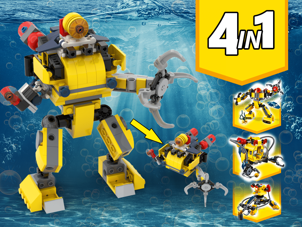 mix flexible petroleum Custom Instructions 31090 submarine robot Alternative Build – Lego  Instructions – MocsMarket
