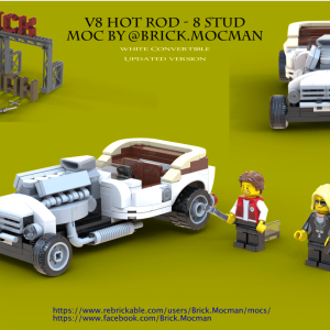 Instructions V8 HotRod 8 Stud Scale - White Convertible by @Brick.Mocman