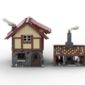 Lego custom instructions Blacksmit shop with forge