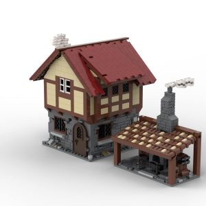 Lego custom instructions Blacksmit shop with forge