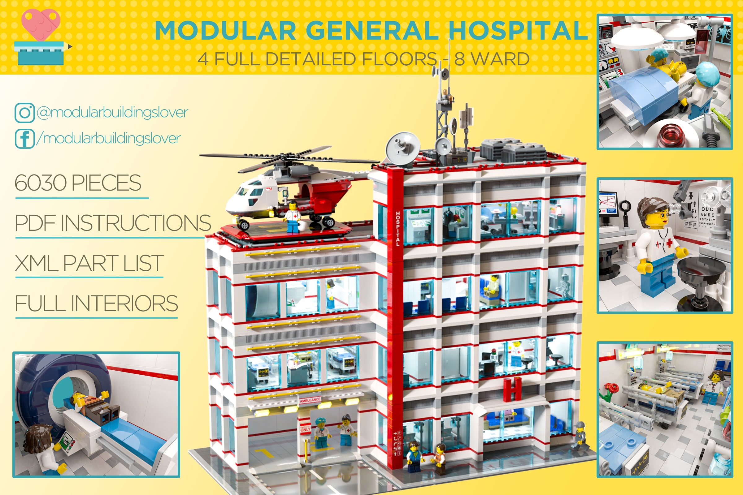 Maryanne Jones locker diamant LEGO® custom instructions GENERAL HOSPITAL MOC Modular Building 64x32