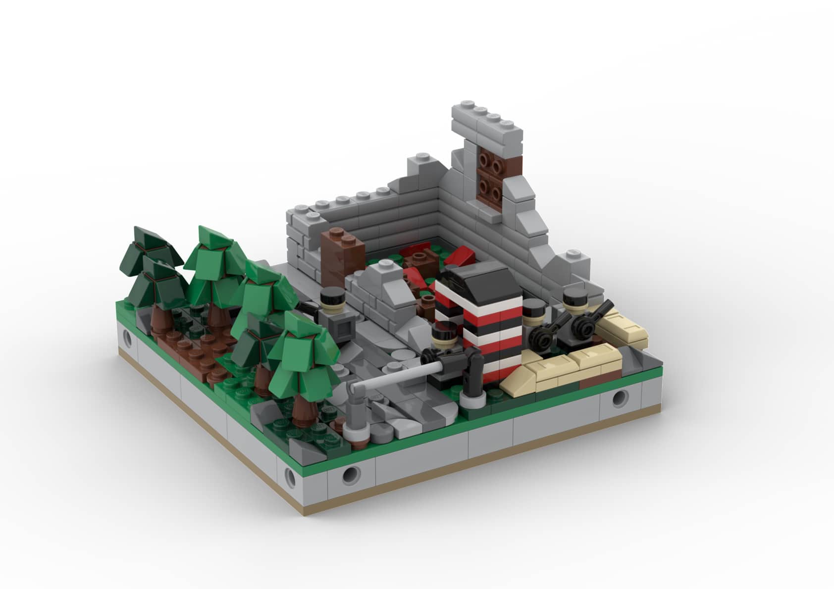 Lego instructions microscale WERMACHT CHECKPOINT , ww2 diorama module 7