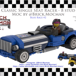 Classic Racer SingleSeat 8 Stud - Blue Race Number 2 instructions