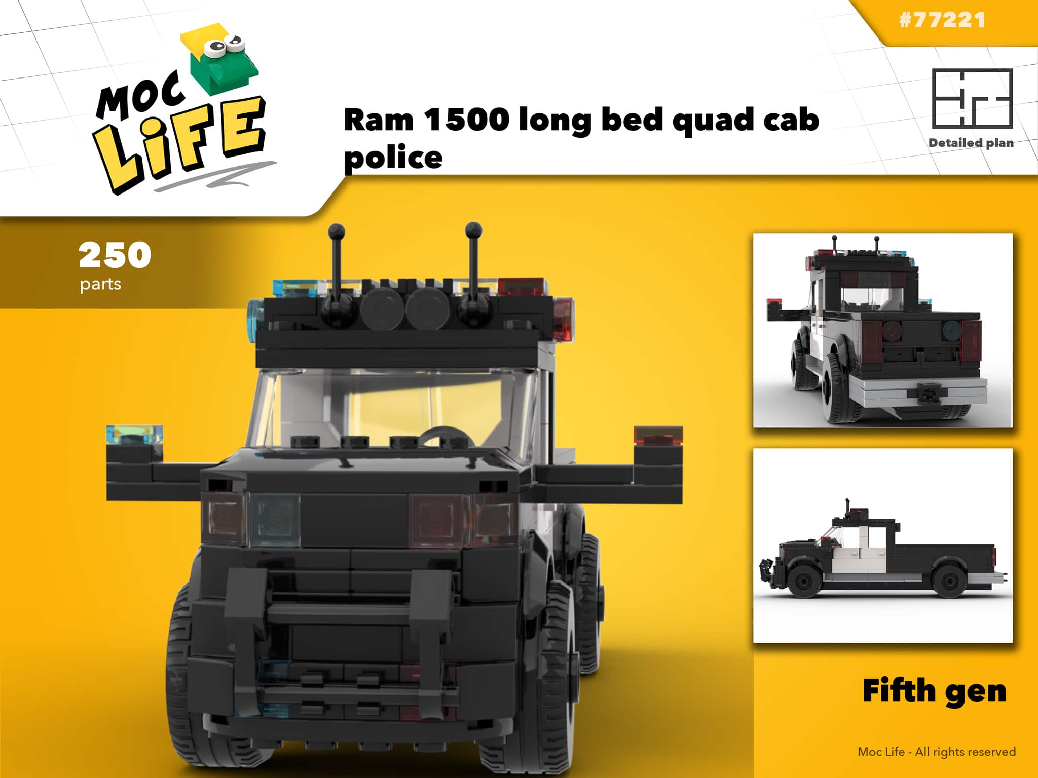 lego® Custom Instructions 1500 long bed cab fifth gen police