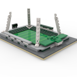 Green-white microscale football stadium